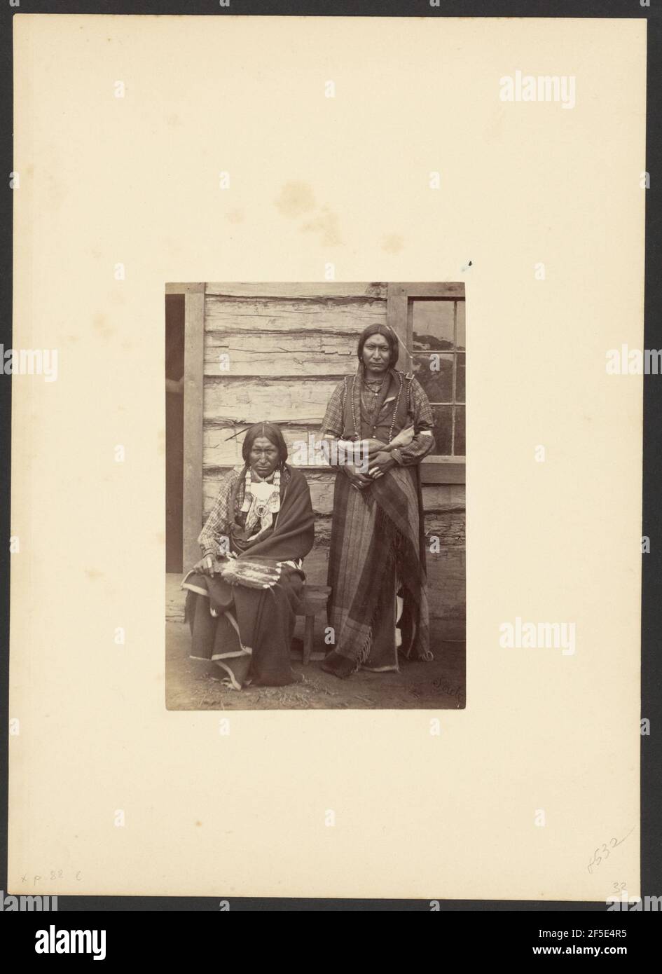 Sons of the Arapaho Chief, Little Raven Little Bear and Shield, probably at Camp Supply. William Stinson Soule (American, 1836 - 1908) Stock Photo