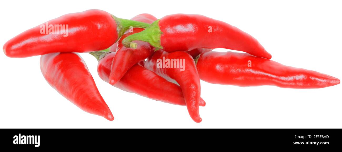 Red hot chili peppers stack isolated on a white background Stock Photo ...