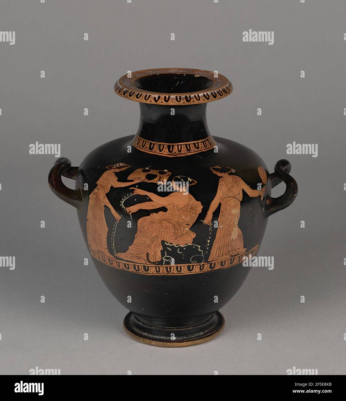 Attic Red-Figure Hydria. Attributed to Painter of London E543 (Greek (Attic), active 420 B.C. - 400 B.C.) Stock Photo