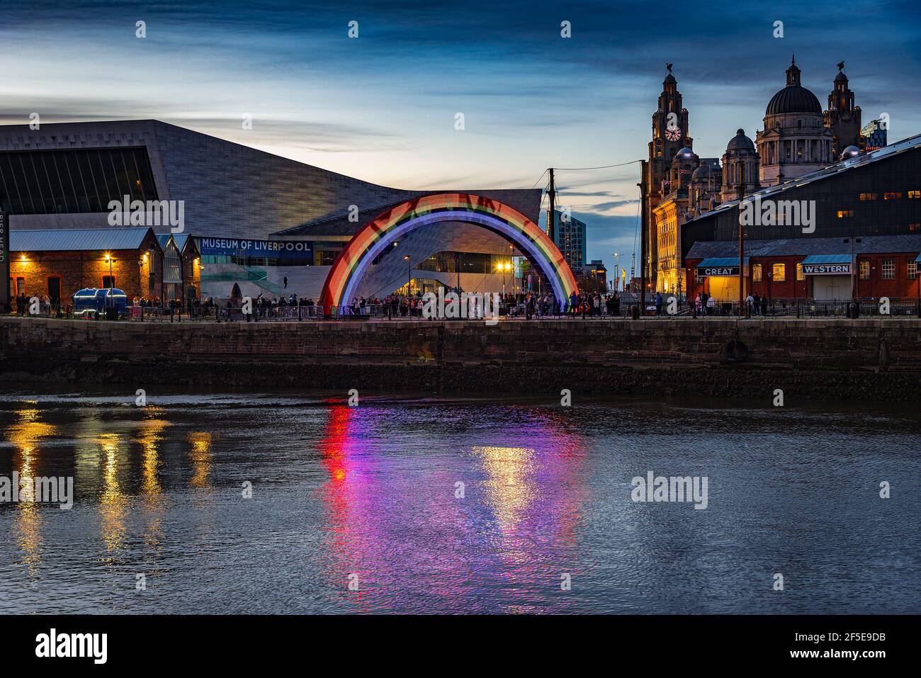 Liverpool. River of Light Trail.  23 March - 5 April 2021. Stock Photo