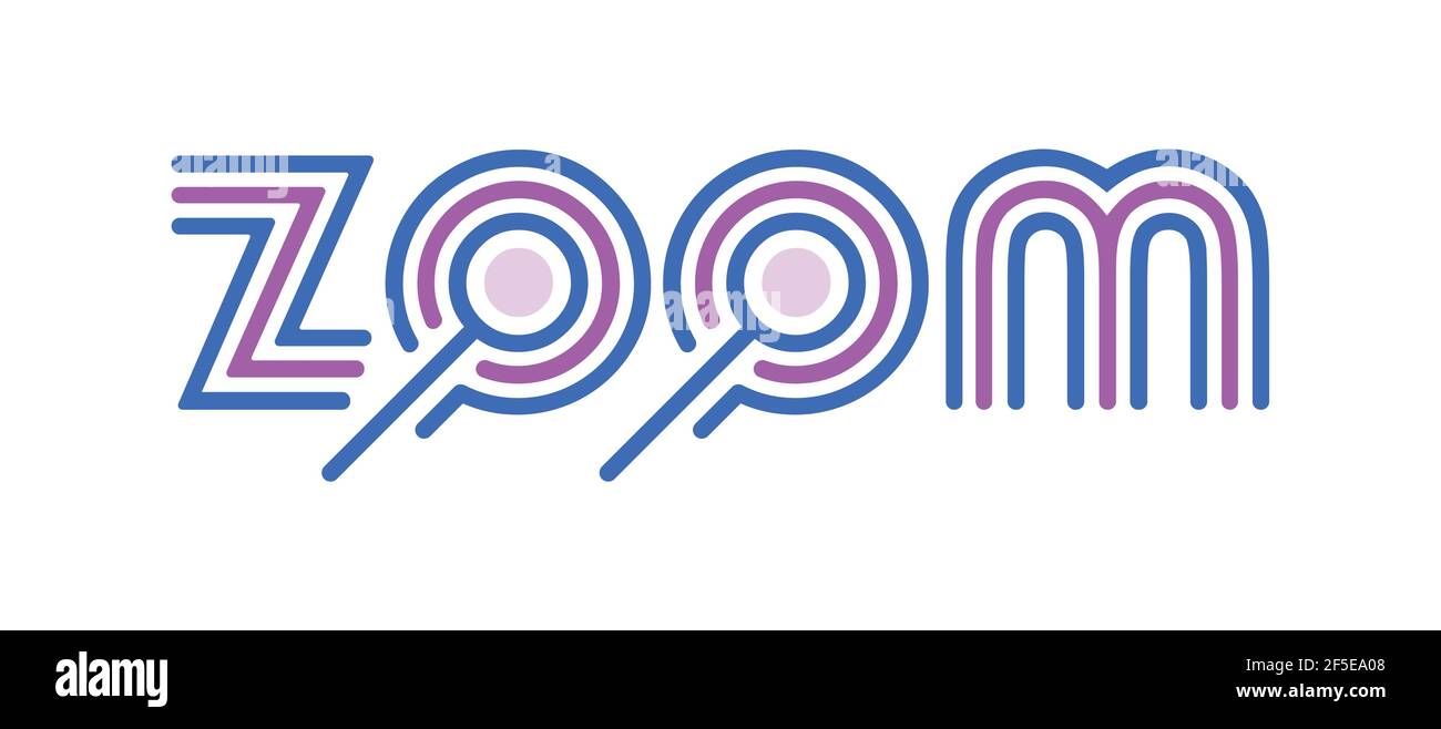 linear zoom logo. blue-purple magnifier and zoom logo Stock Vector