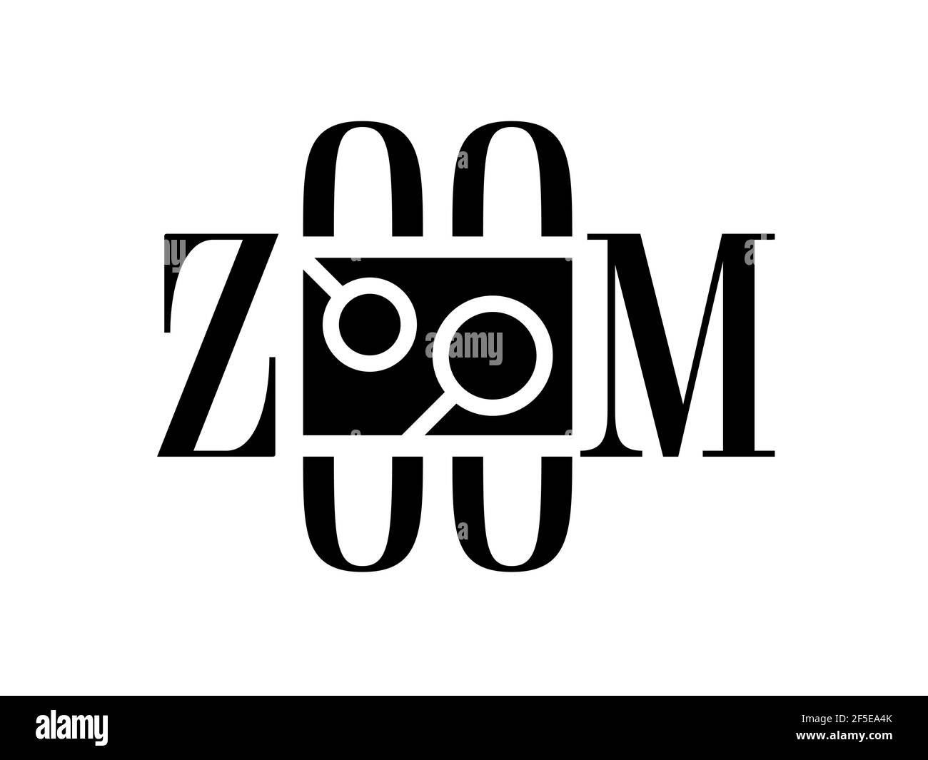 zoom logo on white background. zoom and magnifying glass symbol Stock