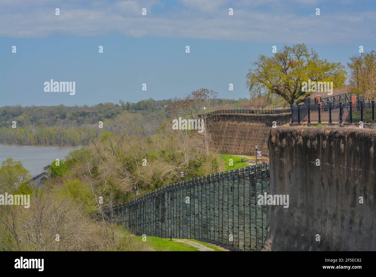 The Nachez Trail over the concrete supported wall of Nachez Bluff in
