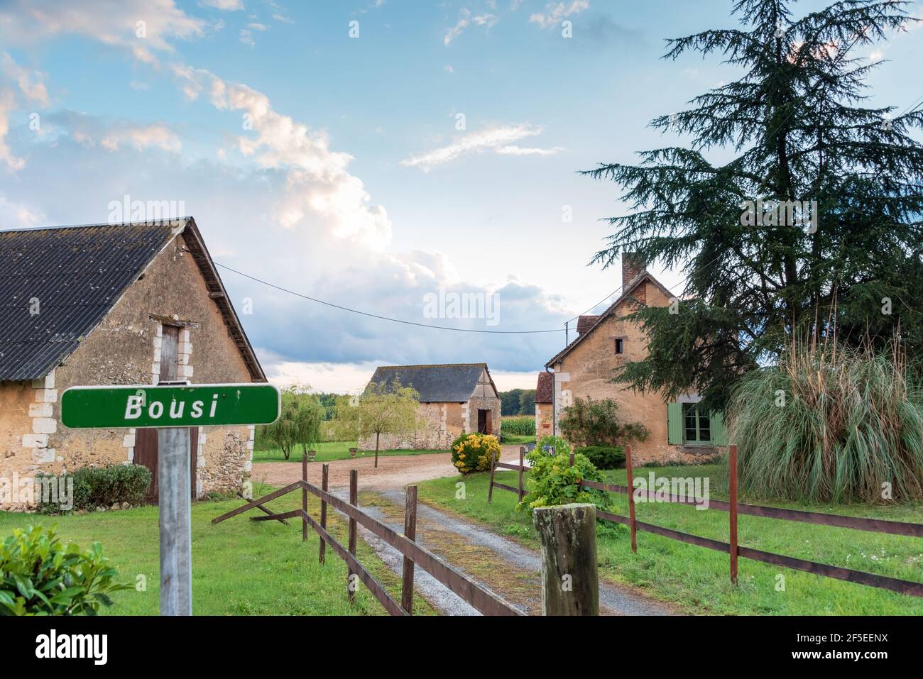 A French farm house and barn that is let out as a holiday home. Stock Photo