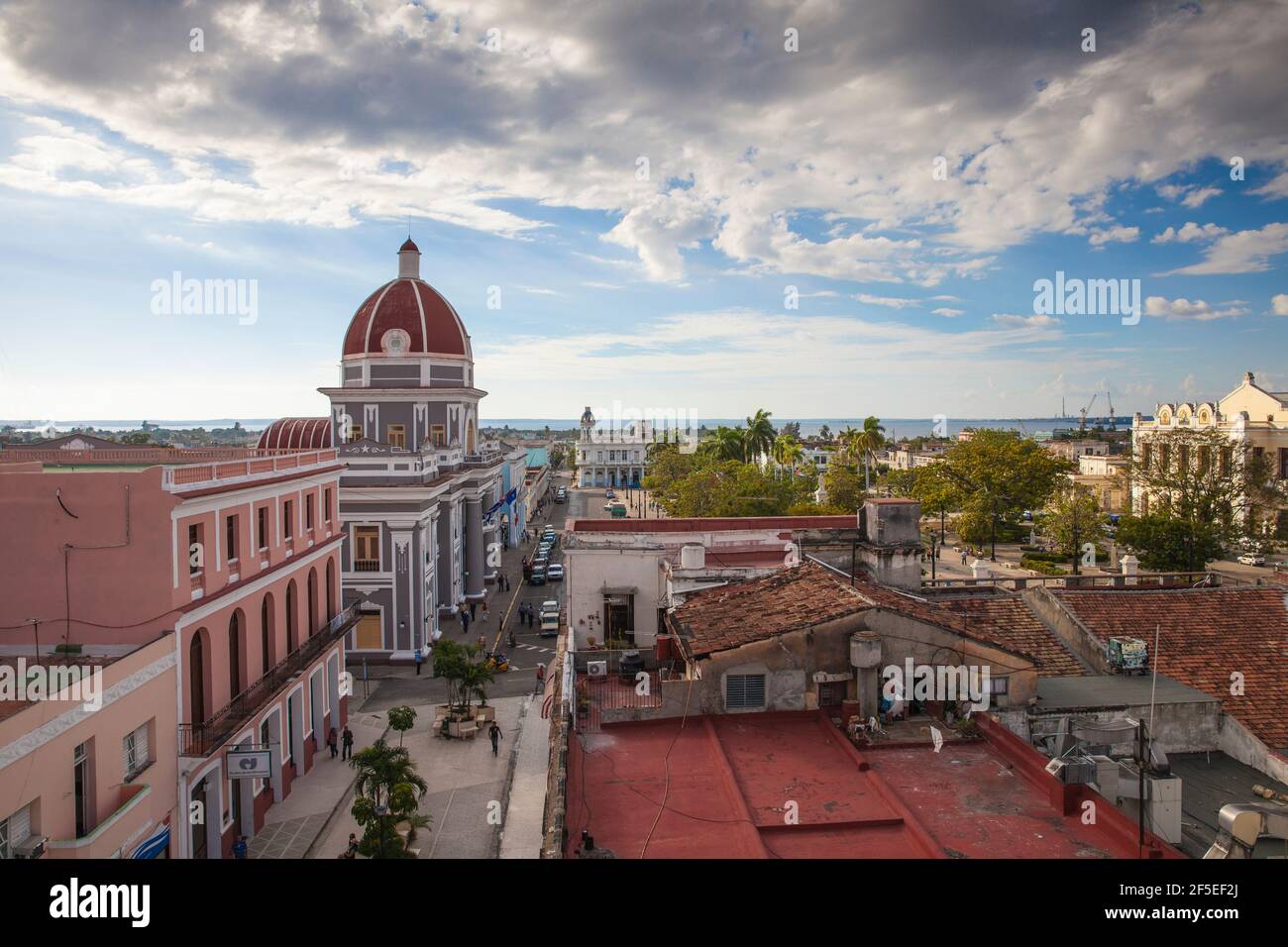 Cuba, Cienfuegos, Parque Martí , View of Palacio de Gobierno - now the City Hall Stock Photo