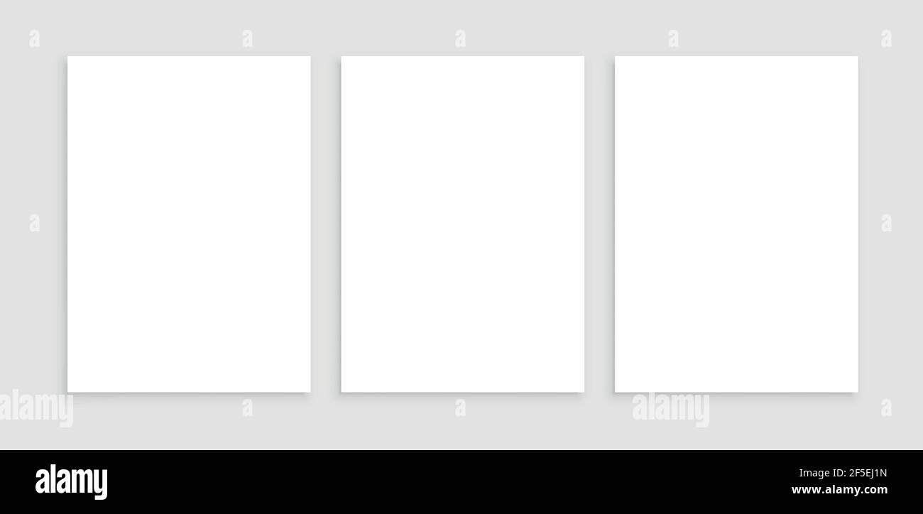 Set white papers template mockup with shadows, white mockup posters with shadow, blank paper sheets Stock Vector