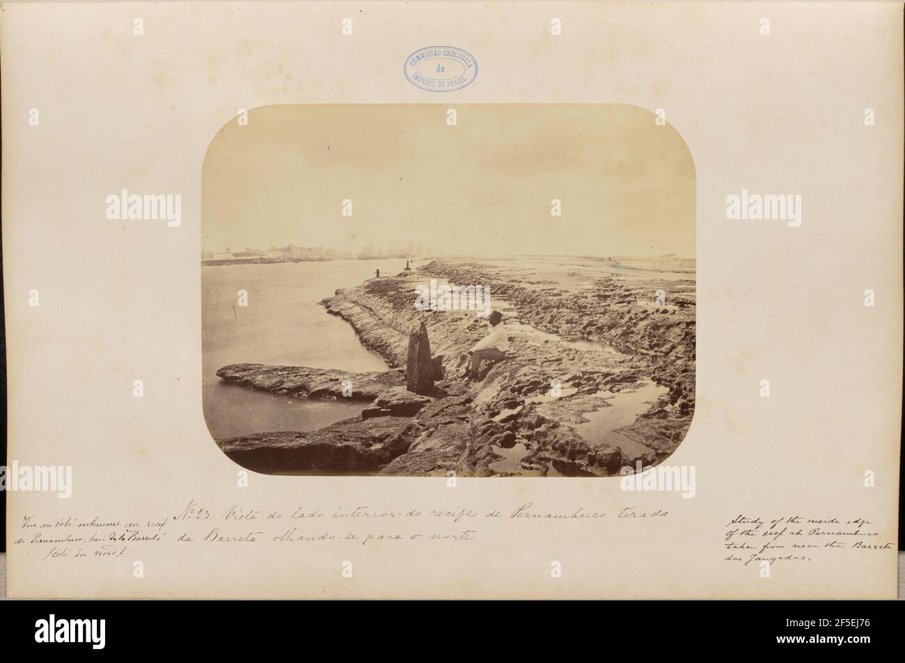 Vista do lado interior do recife de Pernambuco tirada da Barreta olhando - se para o norte. Marc Ferrez (Brazilian, 1843 - 1923) Stock Photo