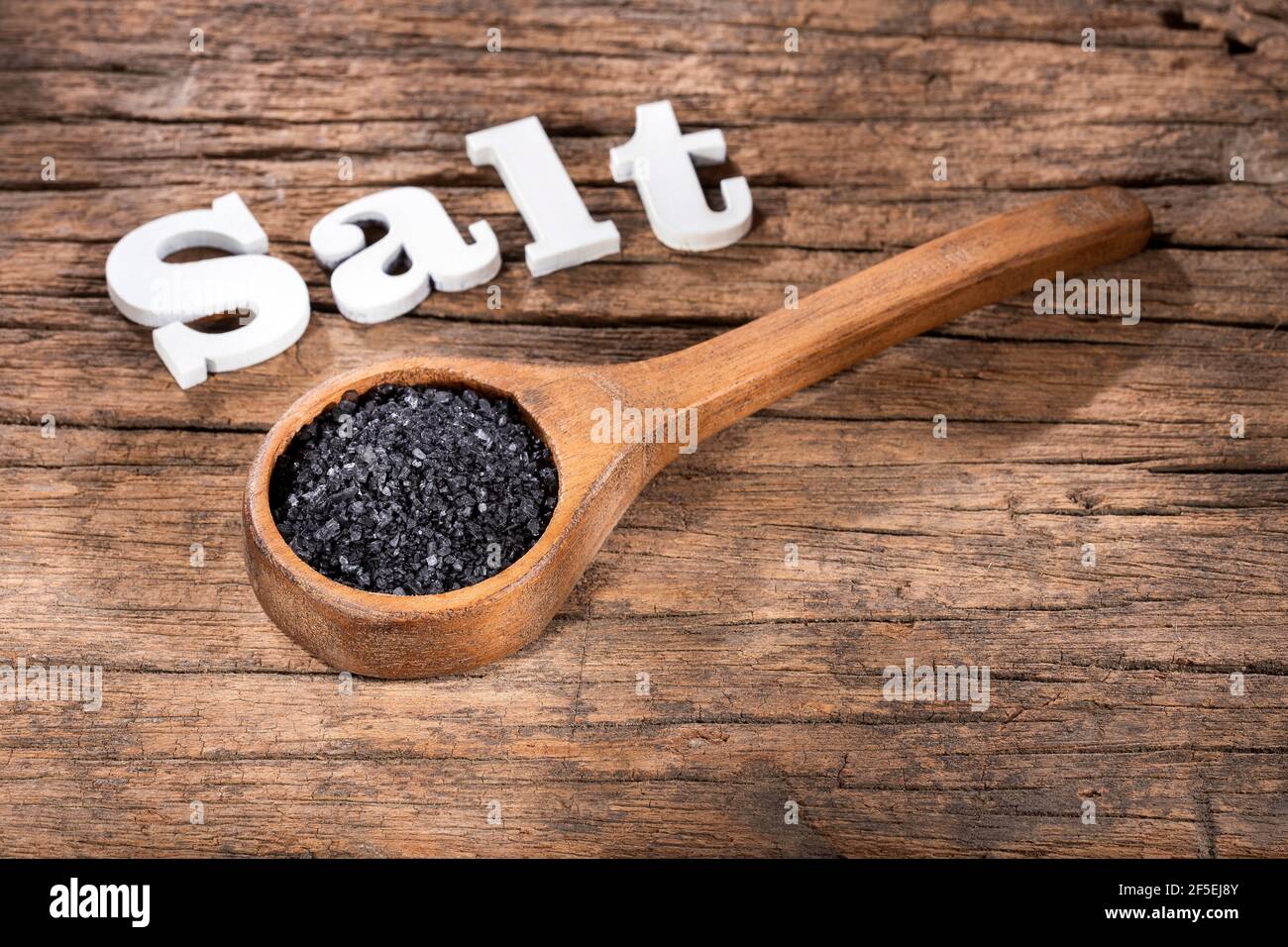 Hawaii black origin salt - Text space Stock Photo - Alamy
