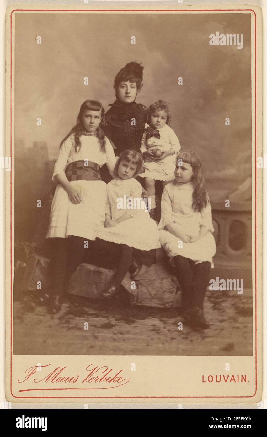 Mrs. John Stevens. Grace Stevens. Clare Stevens. Jessie Stevens. Frederick Stevens.. F. Meens Verbeke (Belgian, active Louvain, Belgium 1880s) Stock Photo