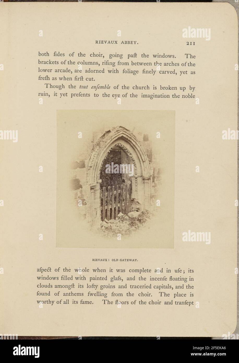 Rievaux Abbey; Old Gateway. W.R. Sedgfield (English, 1826 - 1902) Stock Photo