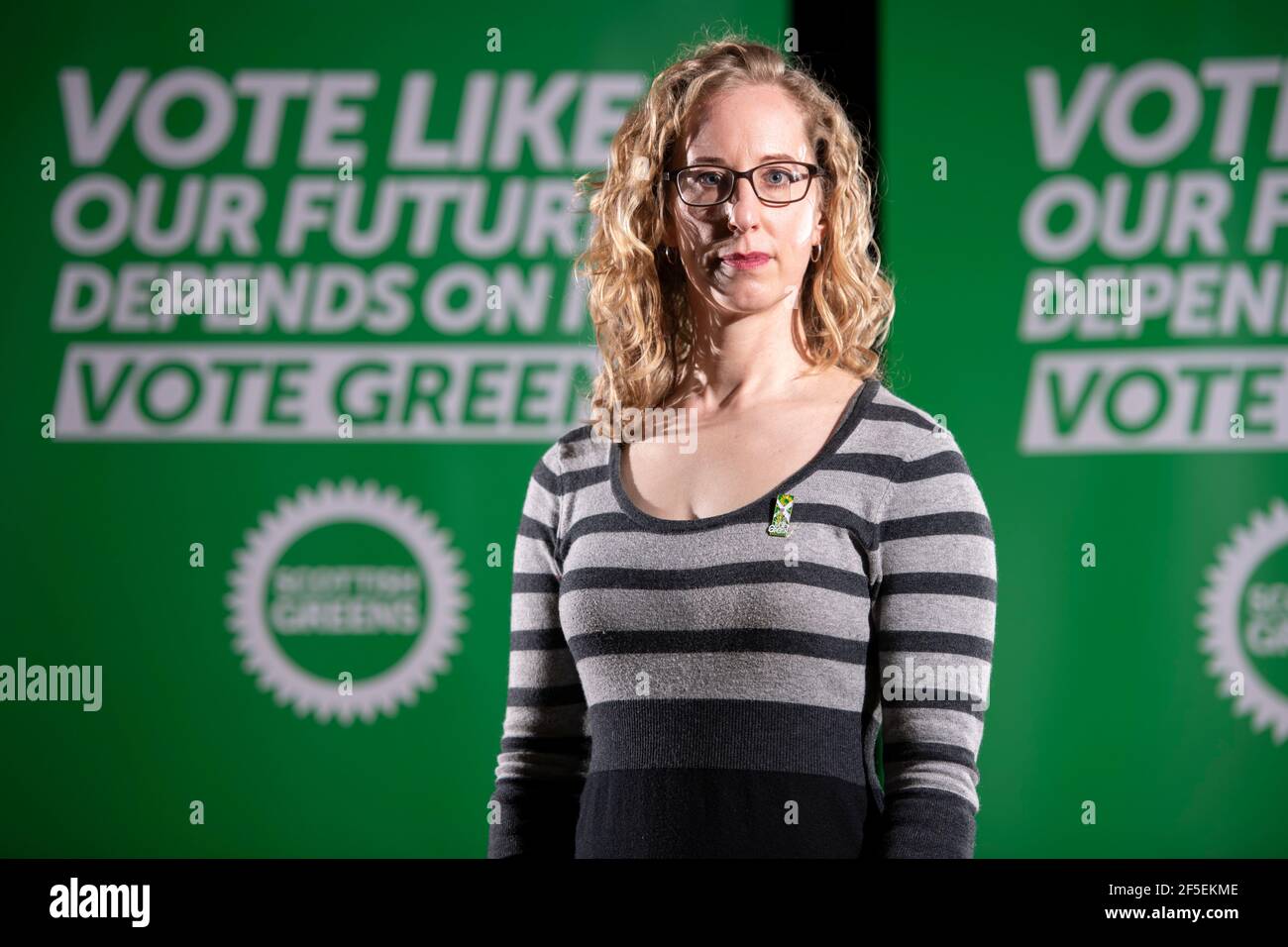 North Queensferry, Scotland, UK. 26 March 2021. PICTURED: Lorna Slater - Co Leader of the Scottish Green Party. Scottish Greens will today mark the start of their party conference by unveiling an end of term ‘report card' highlighting the party's achievements during the last parliamentary term. Credit: Colin Fisher/Alamy Live News Stock Photo