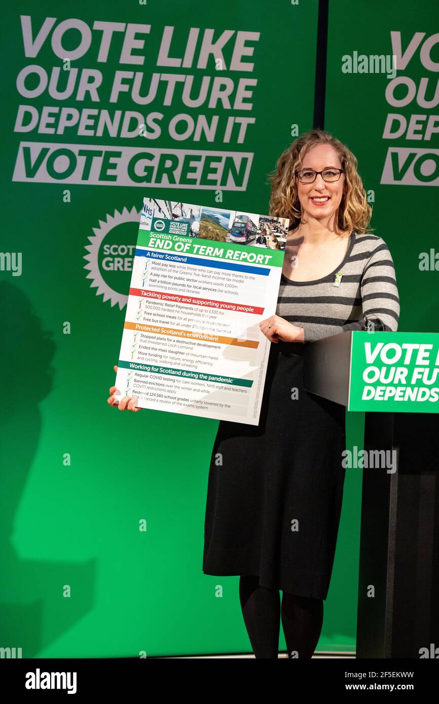 North Queensferry, Scotland, UK. 26 March 2021. PICTURED: Scottish Greens will today mark the start of their party conference by unveiling an end of term ‘report card' highlighting the party's achievements during the last parliamentary term. Credit: Colin Fisher/Alamy Live News Stock Photo