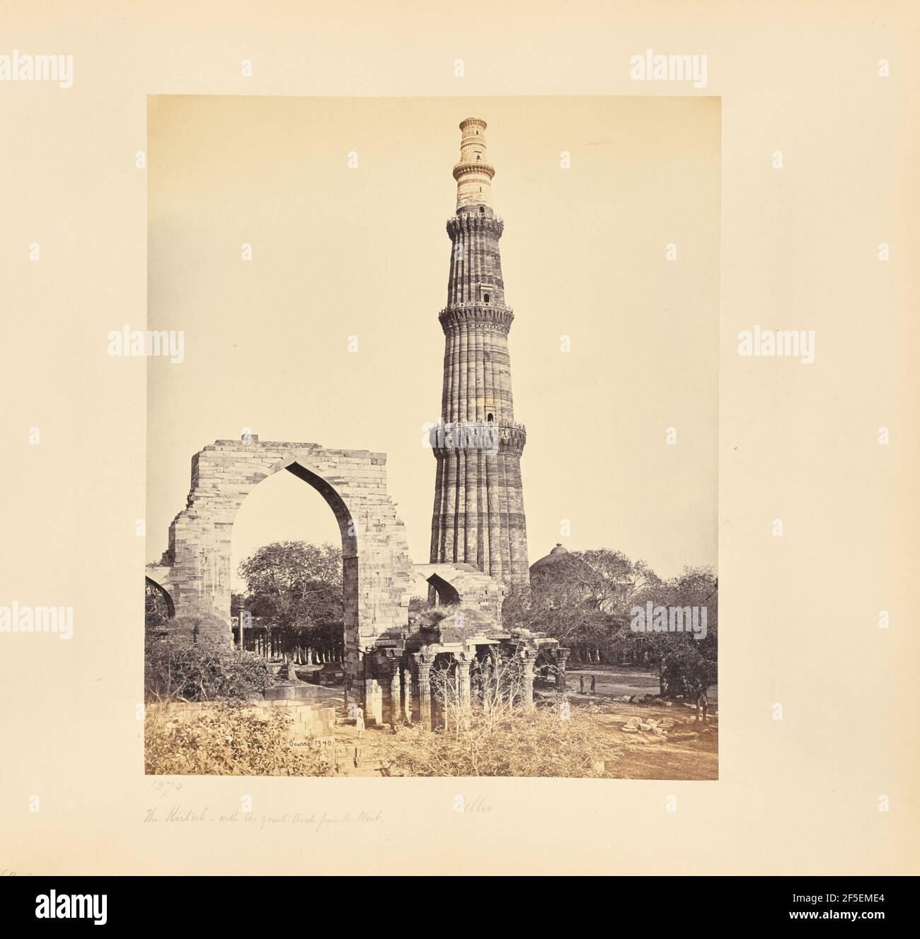 Delhi; The Kutub Minar, with the Great Arch, from the West. Samuel ...