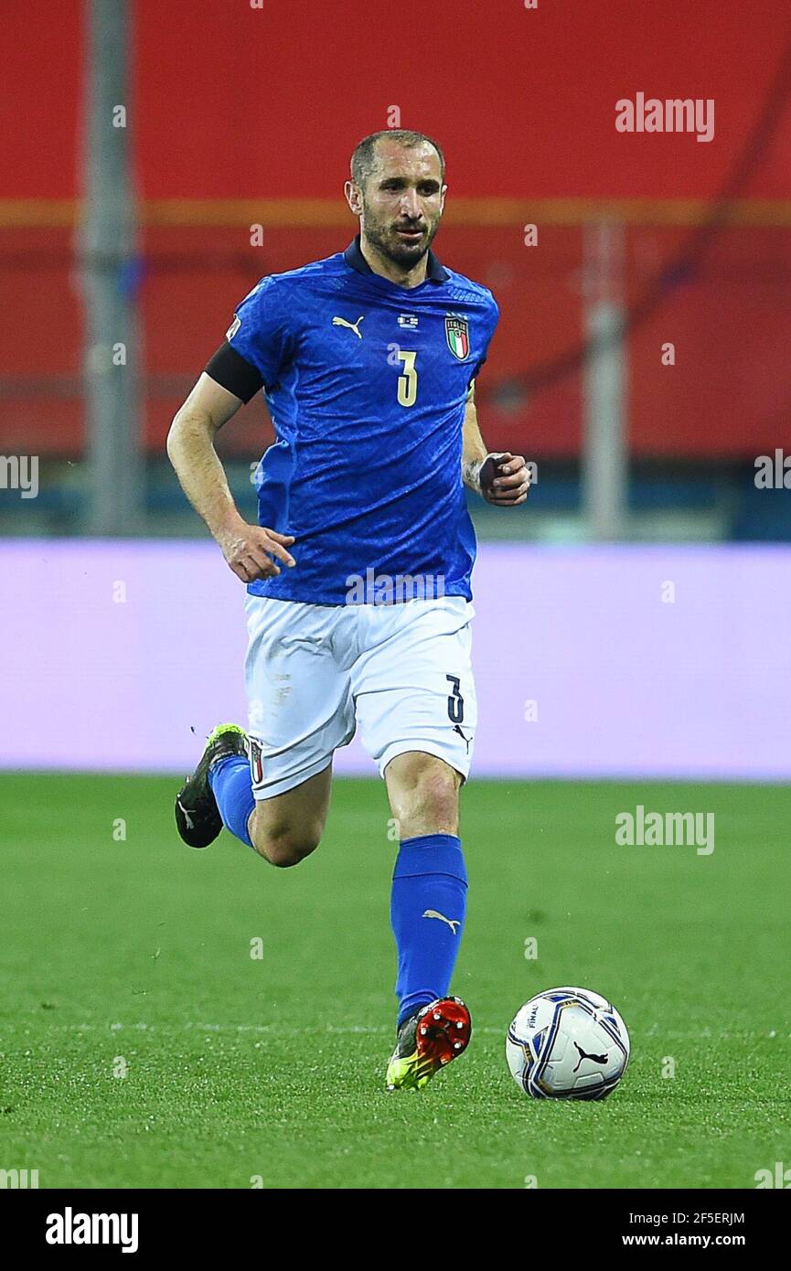 Parma, Italy. 25th Mar, 2021. Giorgio Chiellini of Italy in action during the FIFA World Cup 2022 Qatar qualifying match between Italy and Northern Ireland on March 25, 2021 at Stadio Ennio Tardini in Parma, Italy. (Photo by Roberto Ramaccia/INA Photo Agency) Credit: Sipa USA/Alamy Live News Stock Photo