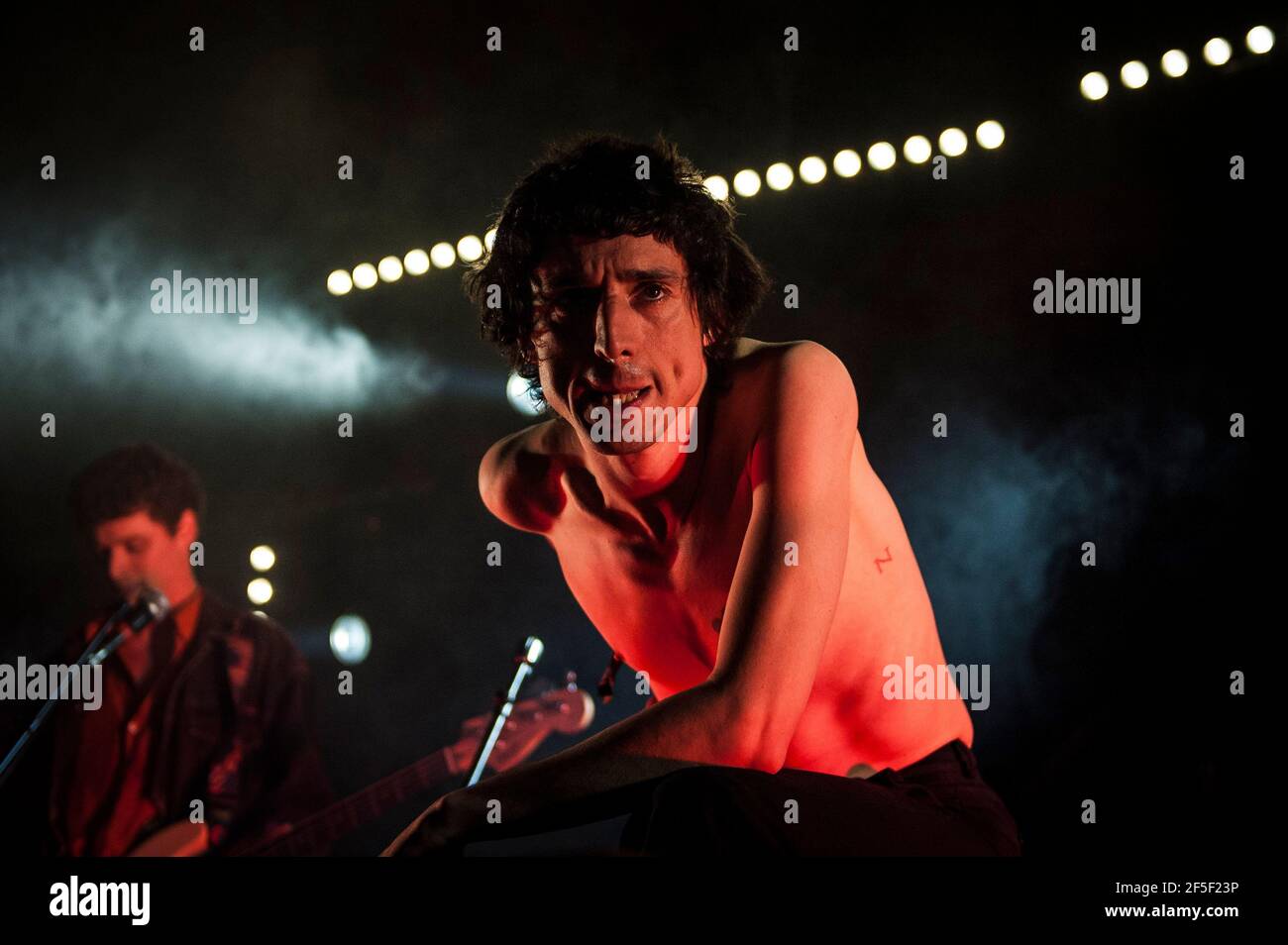 Lias Saoudi of Fat White Family plays live on stage on day one of Field