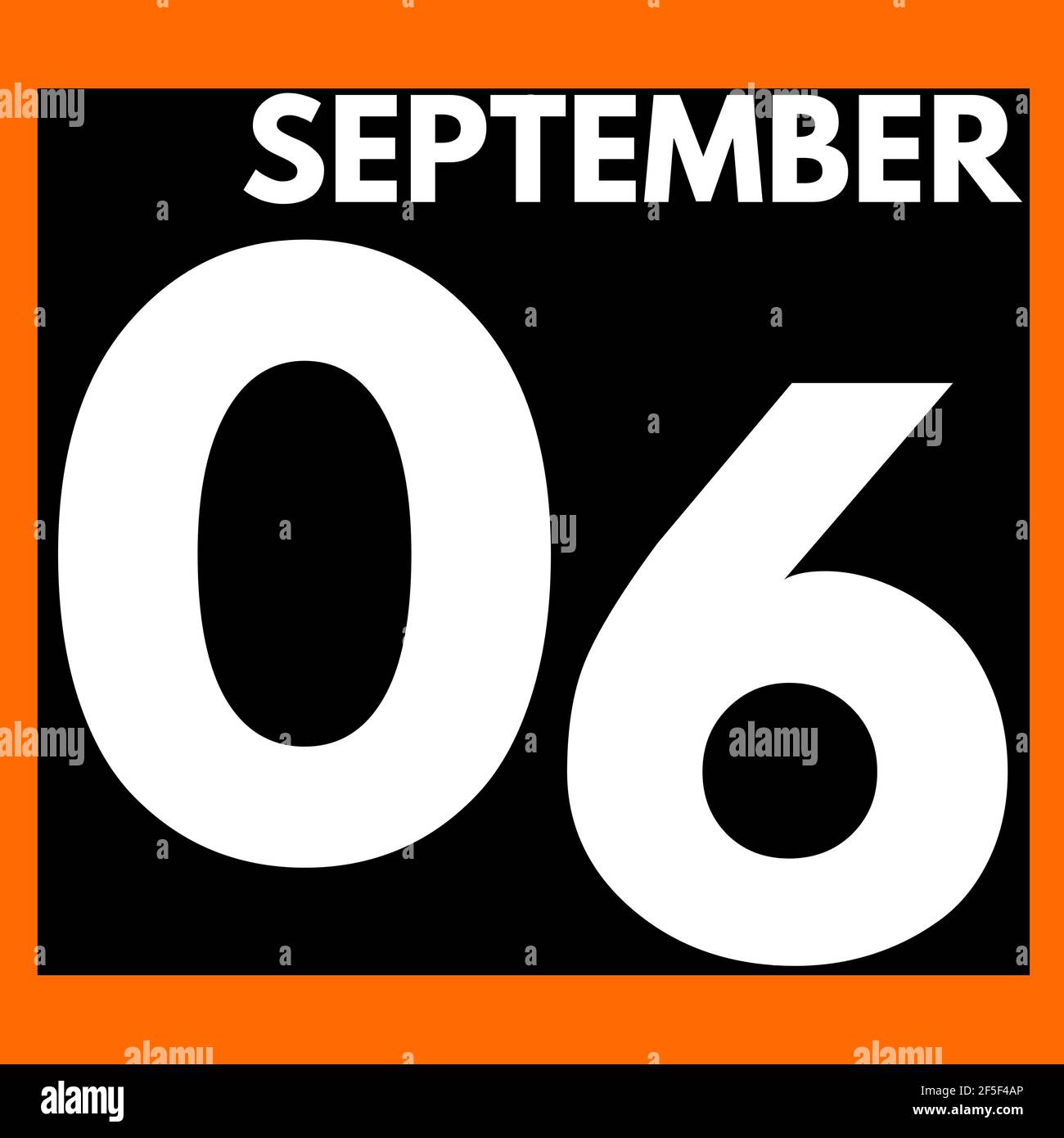 September 6 . Modern daily calendar icon .date ,day, month .calendar for the month of September Stock Photo
