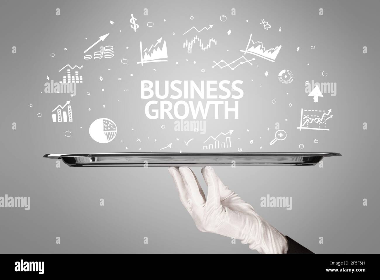 Waiter serving business idea concept Stock Photo