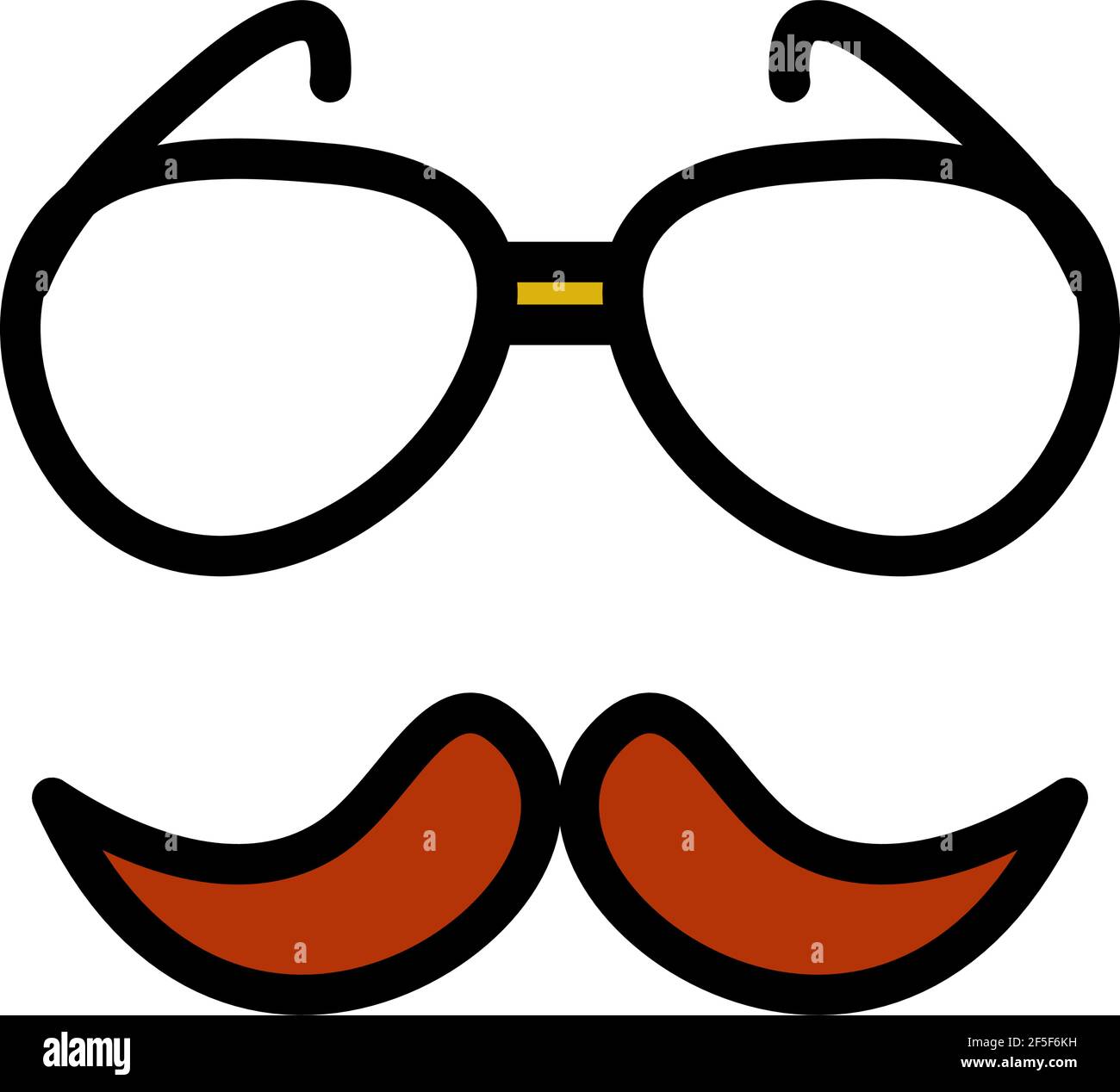 Glasses And Mustache Icon. Editable Bold Outline With Color Fill Design ...