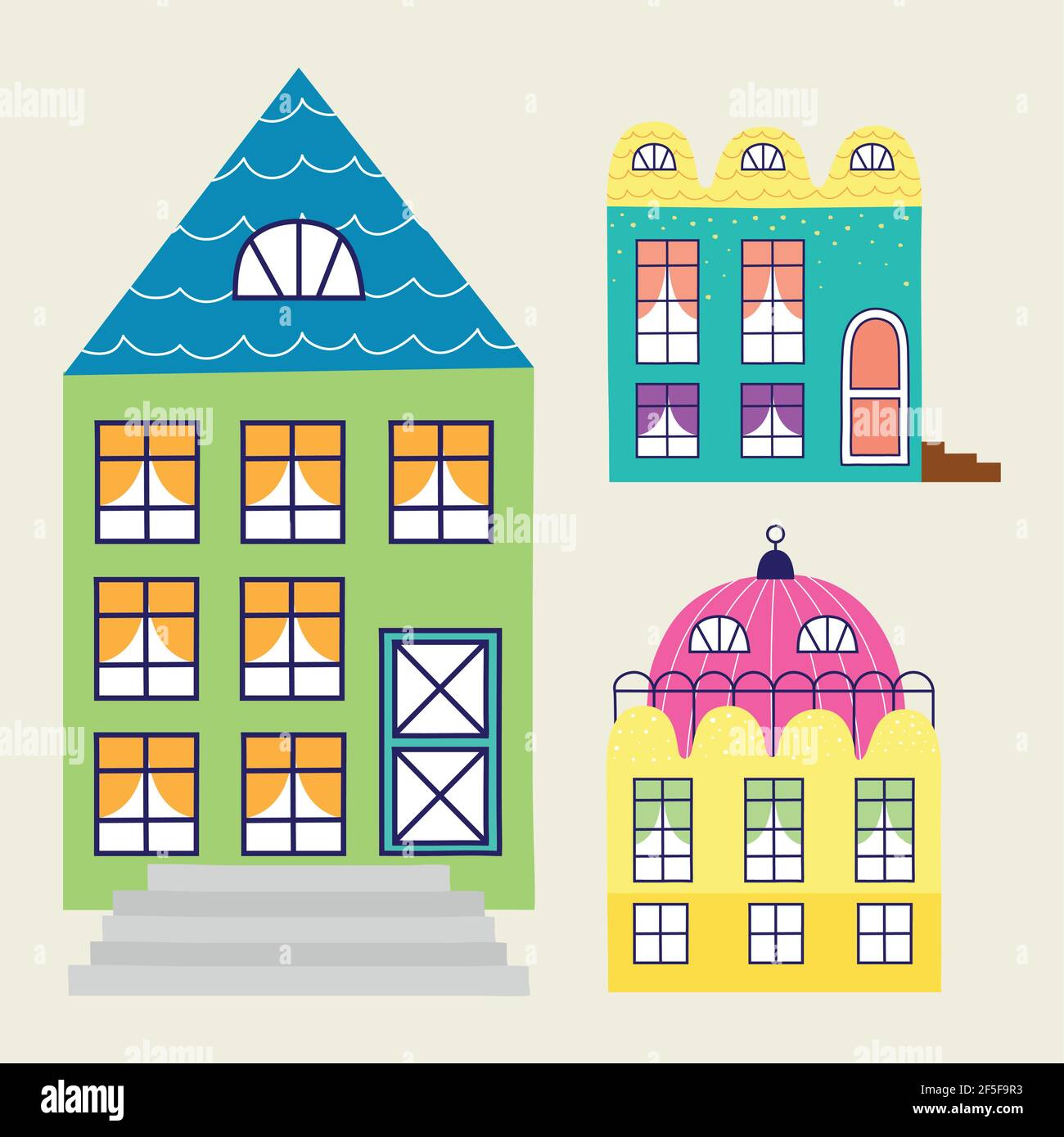 three buildings constructions Stock Vector