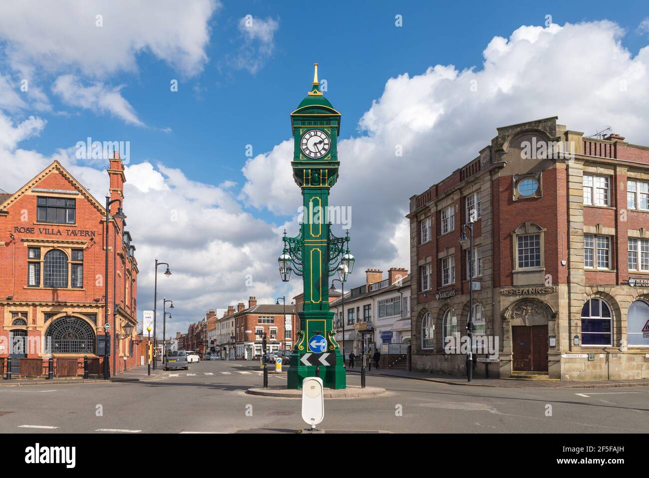 The Chamberlain Clock is an Edwardian grade 2 listed cast iron clock in Birmingham's Jewellery Quarter and has recently been restored Stock Photo