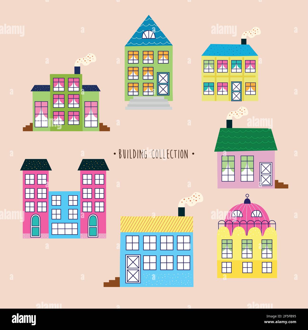 seven buildings constructions Stock Vector