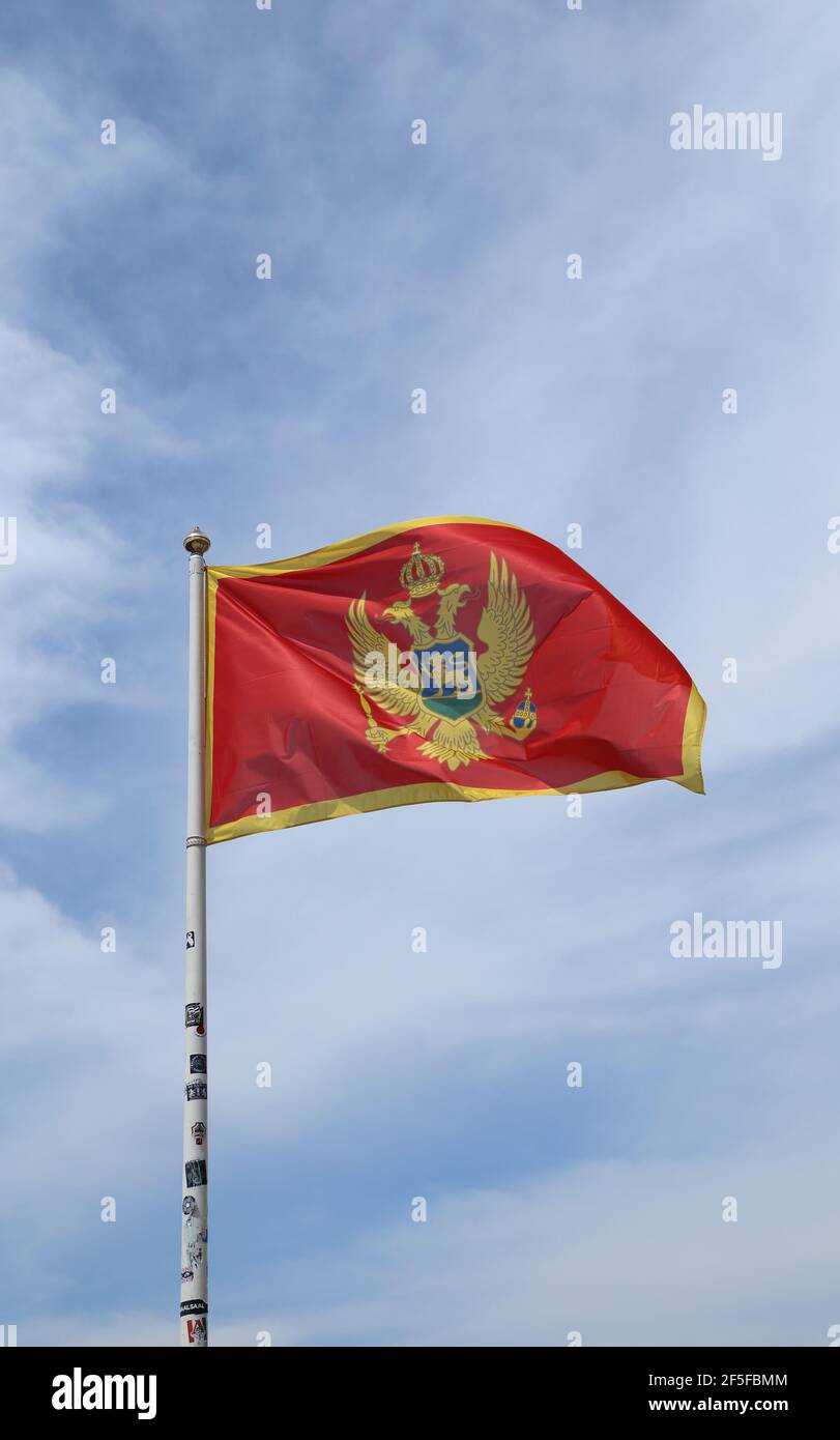 Montenegro flag, Kotor, Montenegro Stock Photo