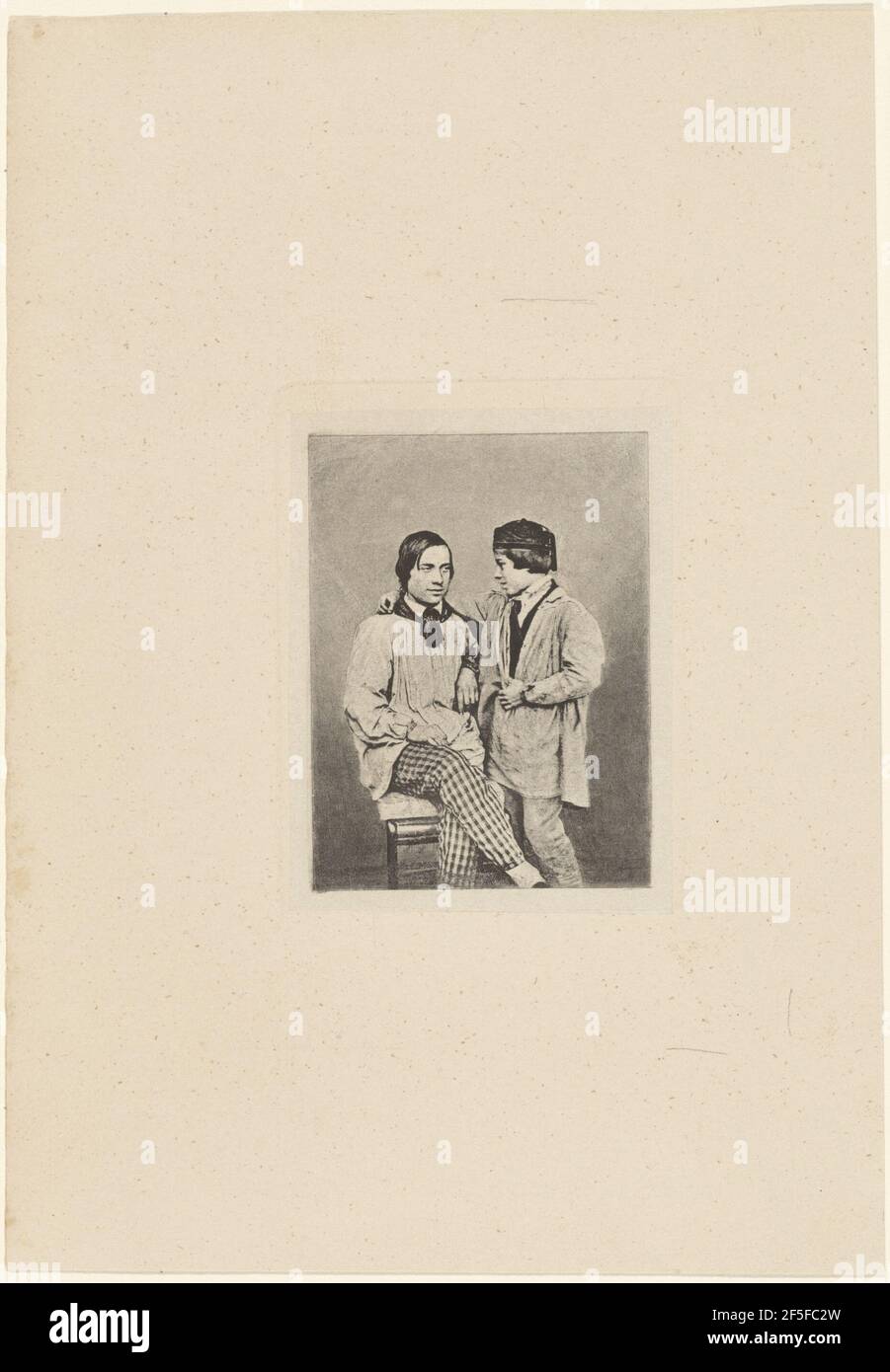 Man and Boy. Armand-Hippolyte-Louis Fizeau (French, 1819 - 1896) Stock Photo