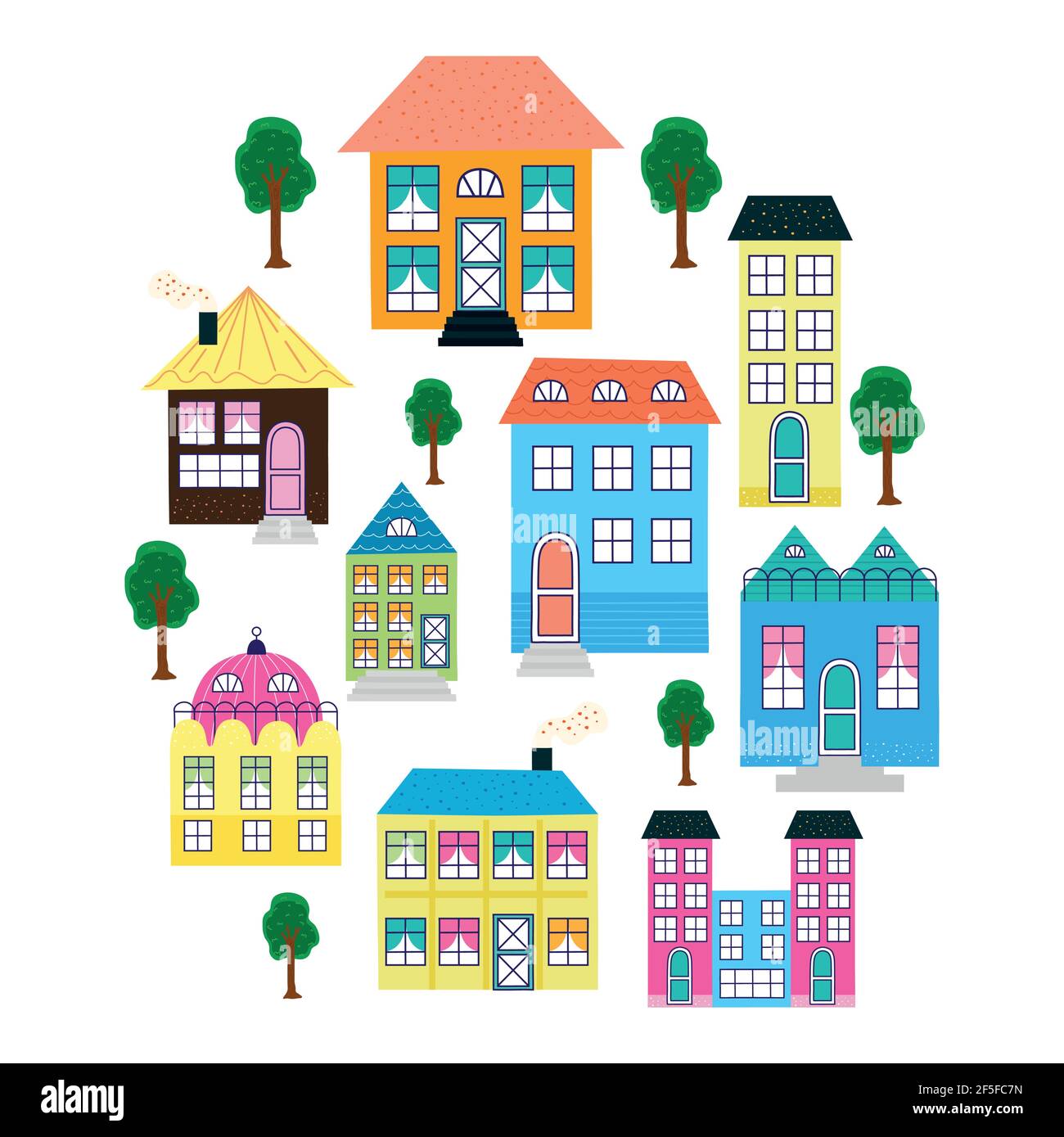 nine buildings urban Stock Vector