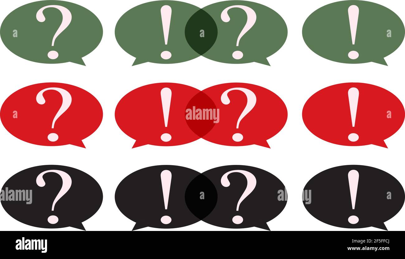Speech Bubble with question mark and exclamation mark set. Stock Vector