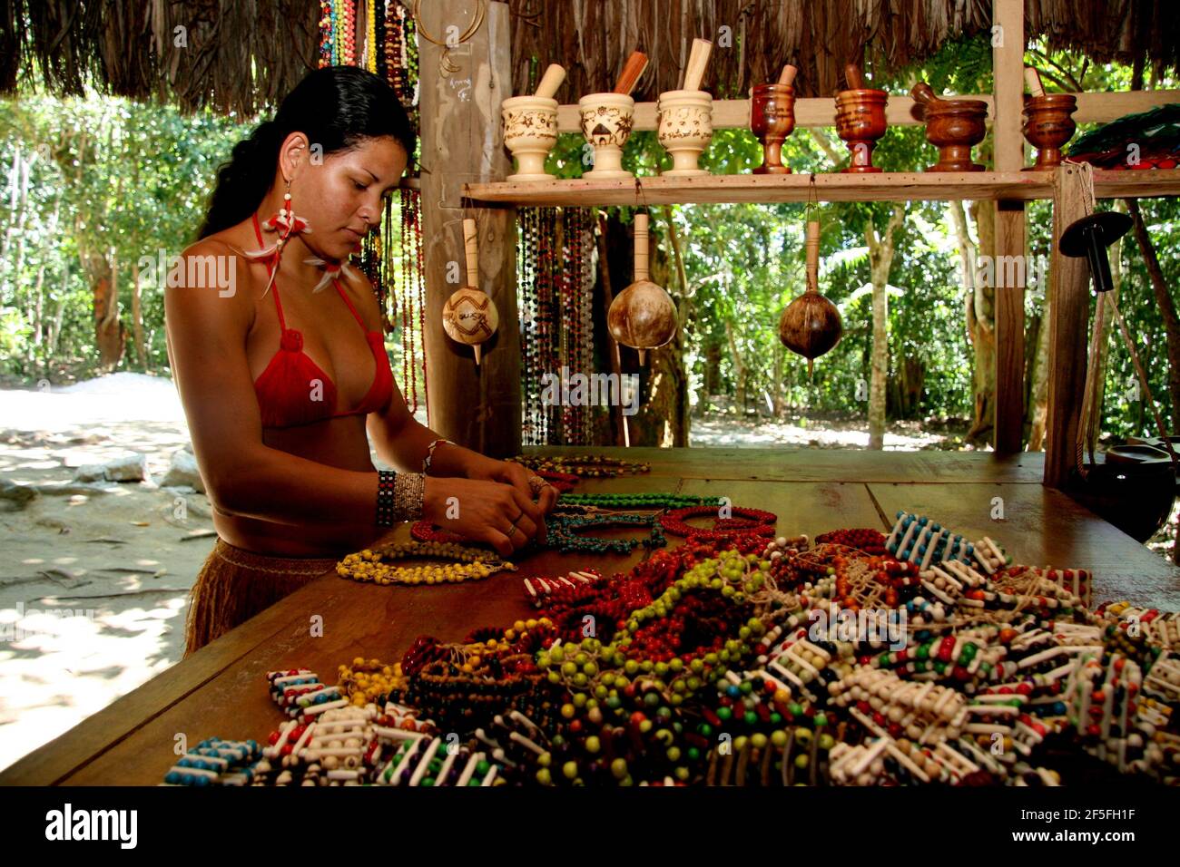 porto seguro, bahia / brazil - february 21, 2008: india pataxo da audeia  Jaqueira in the city of Porto Seguro, is seen using a credit card to pay  for Stock Photo - Alamy