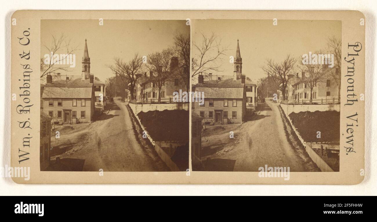 Leyden Street - First Street laid out by the Pilgrims.. Robbins & Company Stock Photo