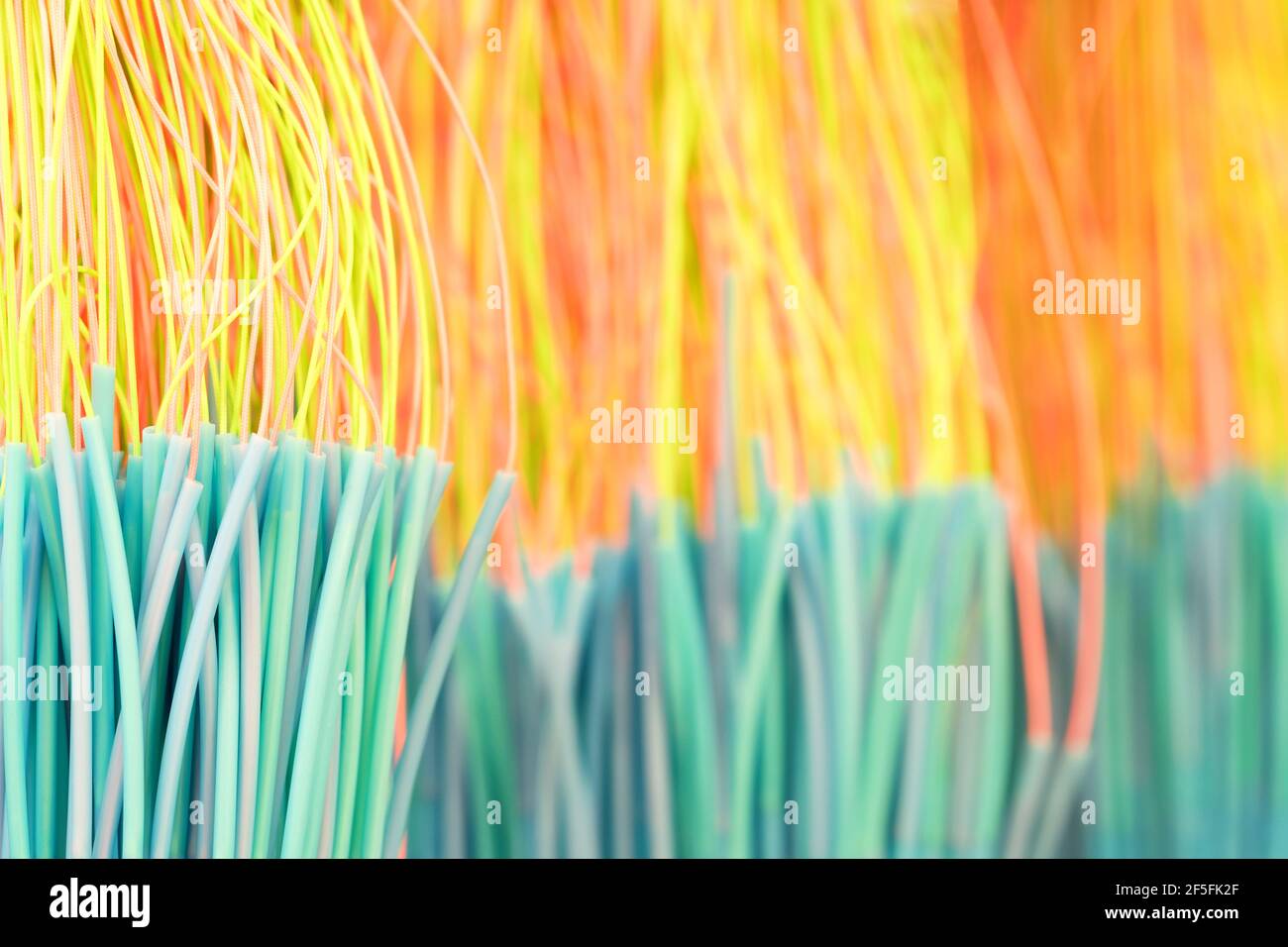 Colored thin wavy threads abstract texture background Stock Photo