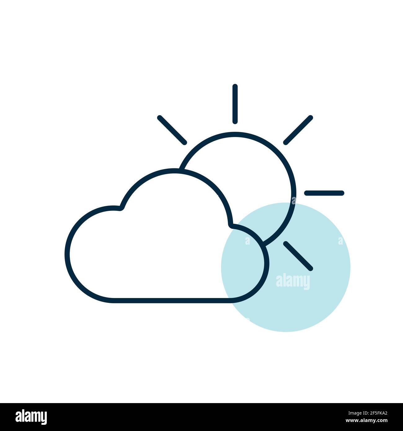 Sun and cloud vector icon. Meteorology sign. Graph symbol for travel, tourism and weather web site and apps design, logo, app, UI Stock Vector