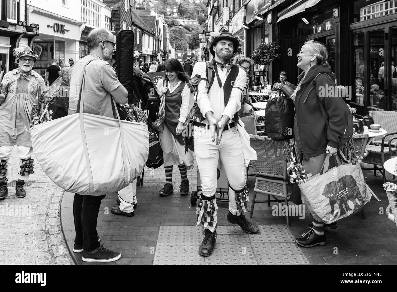 Morris Dancing Sides From Around The South East of England Perform At The Annual Lewes Folk Festival’s Day of Dance, Lewes, Sussex, UK. Stock Photo