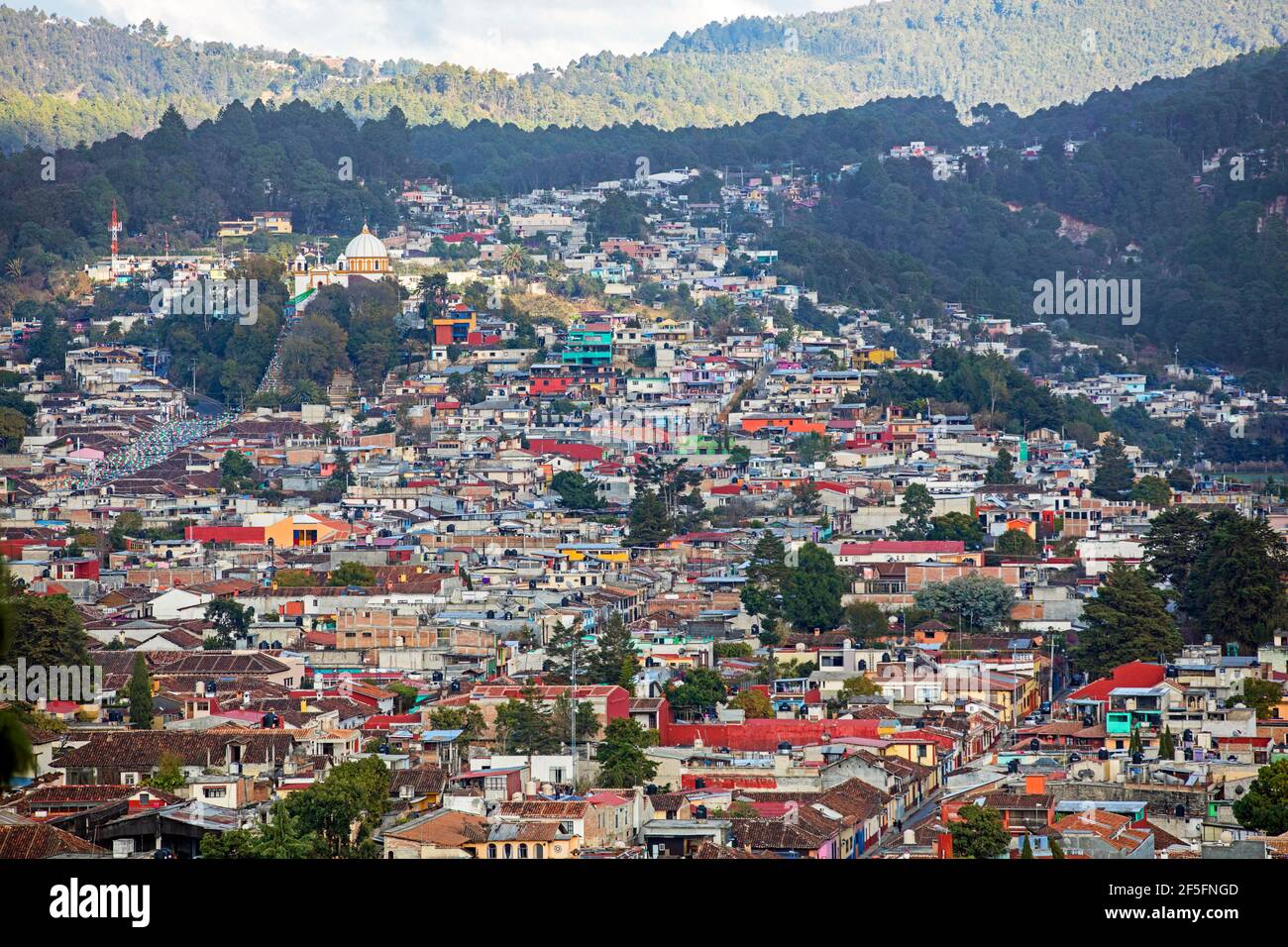 Aerial view over the Mexican city San Cristóbal de las Casas / Jovel, Chiapas, southern Mexico Stock Photo