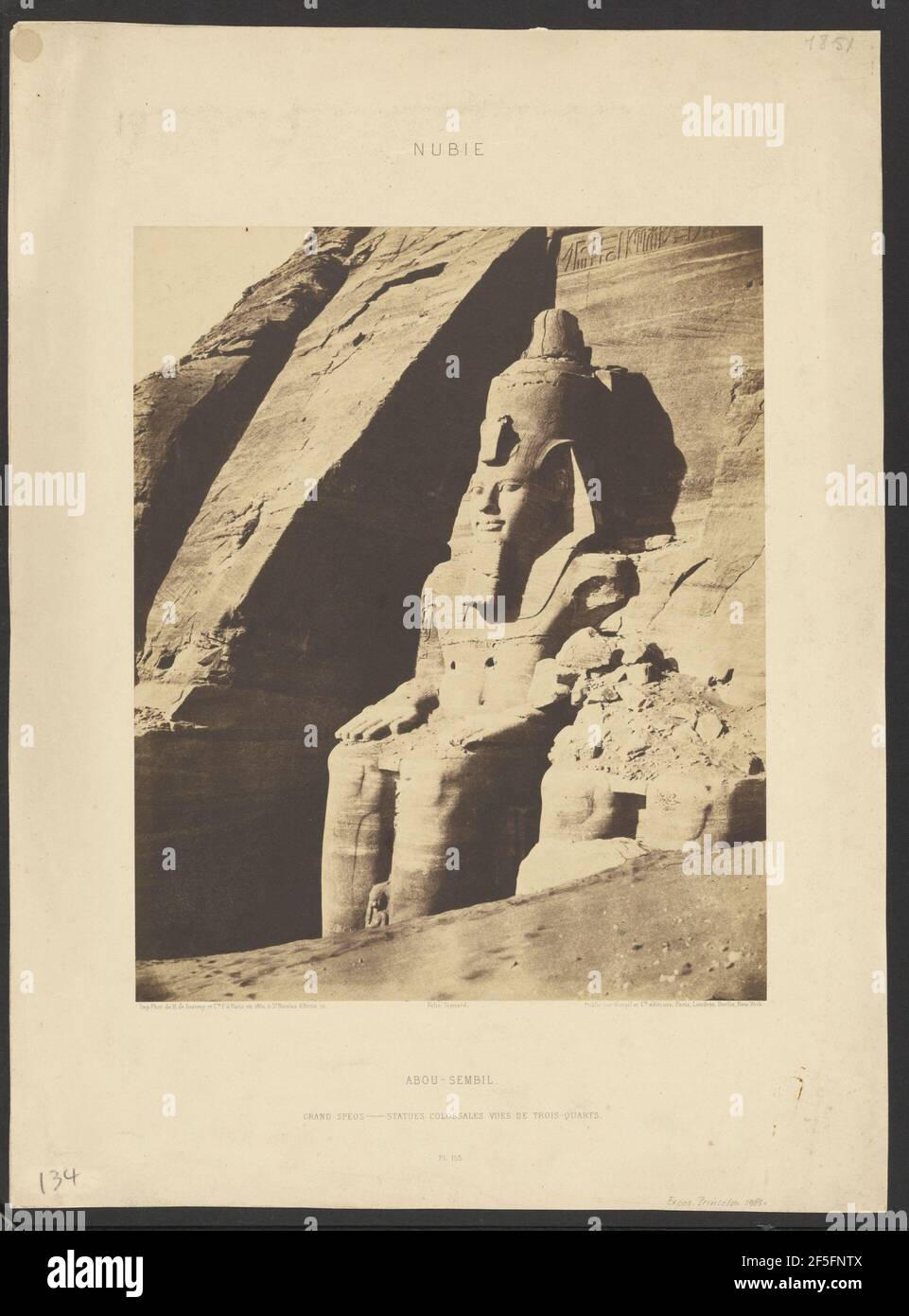 Nubie. Abou-Sembil. Grand Spéos - Statues Colossales Vues de Trois-Quarts.. Félix Teynard (French, 1817 - 1892) Stock Photo