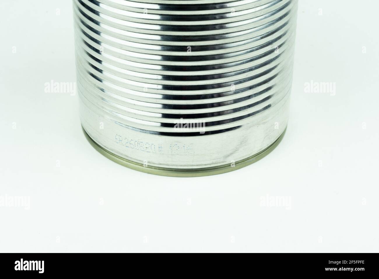 Metal tin can on white background Stock Photo