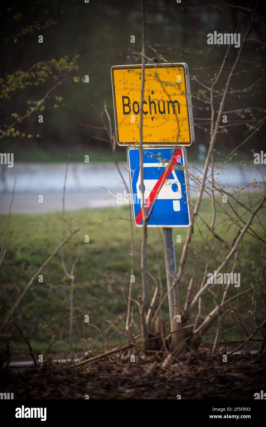 Bochum Autobahnschild Stock Photo