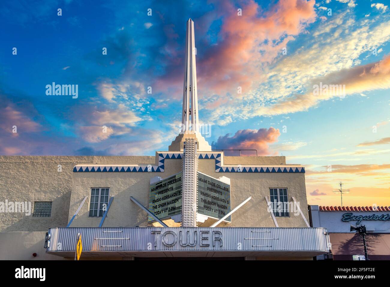 Miami Dade College Theater Tower, Calle Ocho, Miami, Florida, USA Stock