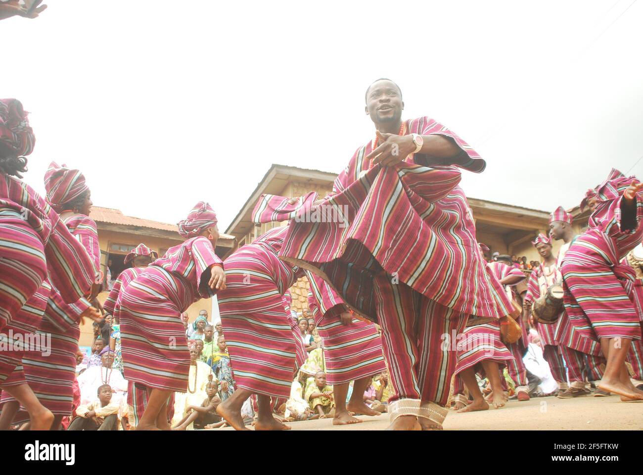 Yoruba troupes dancing at the Isiro Festival, Oke-Ila Orangun, Osun State, Nigeria. Stock Photo