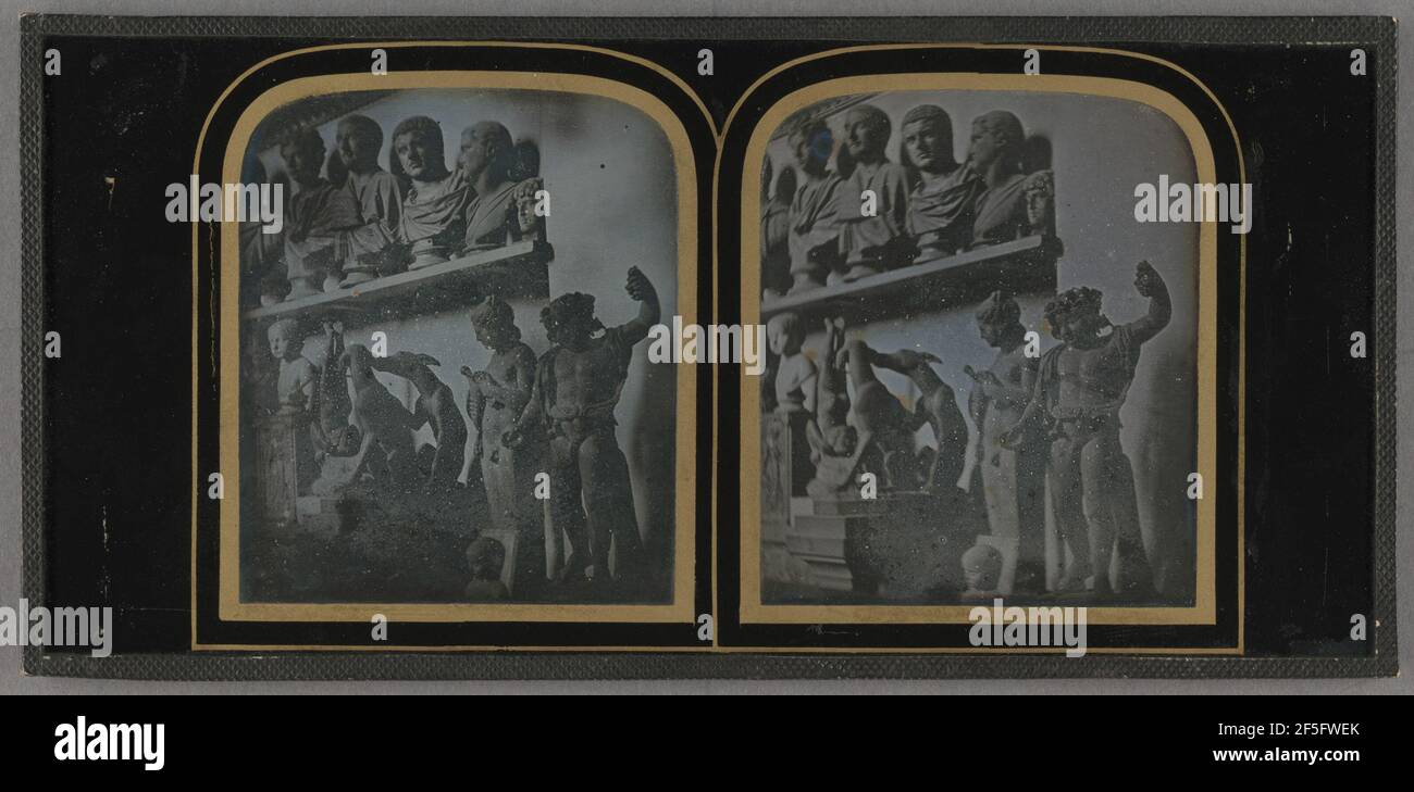 Wall and shelf with busts, sculptures and pediment figures. Unknown