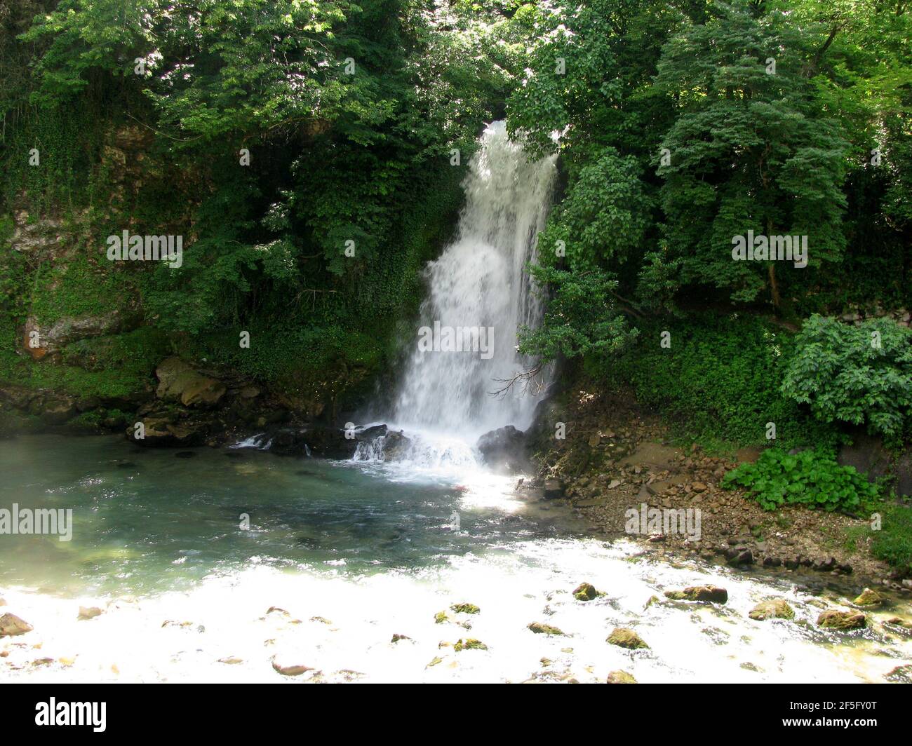 beautiful waterfall near the city of Martvili Georgia Stock Photo