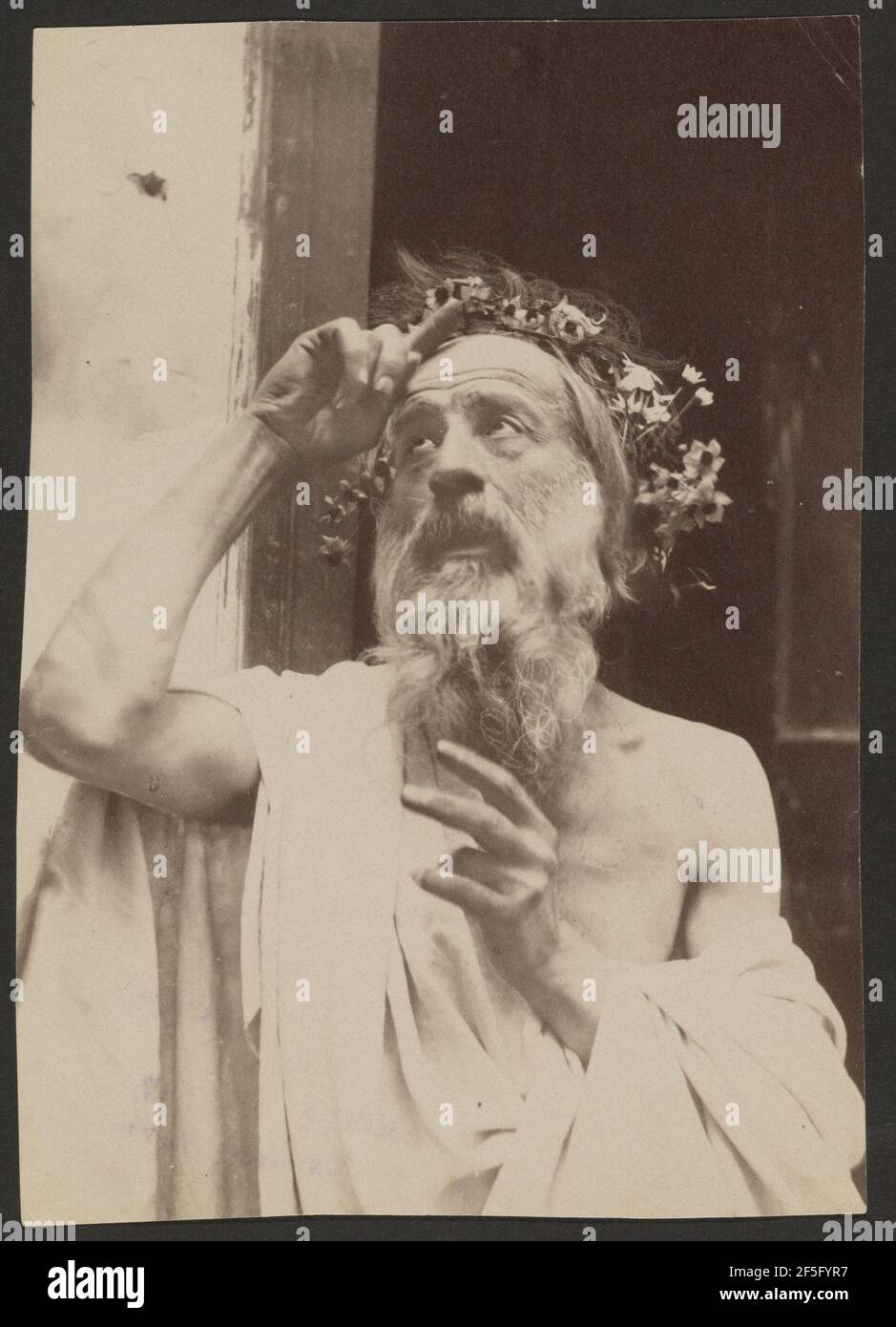 Elderly man with wreath. Baron Wilhelm von Gloeden (German, 1856 - 1931) Stock Photo