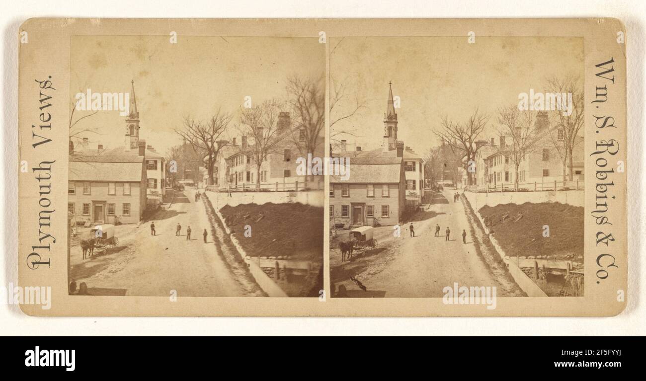 Leyden Street - First Street laid out by the Pilgrims.. Robbins & Company Stock Photo