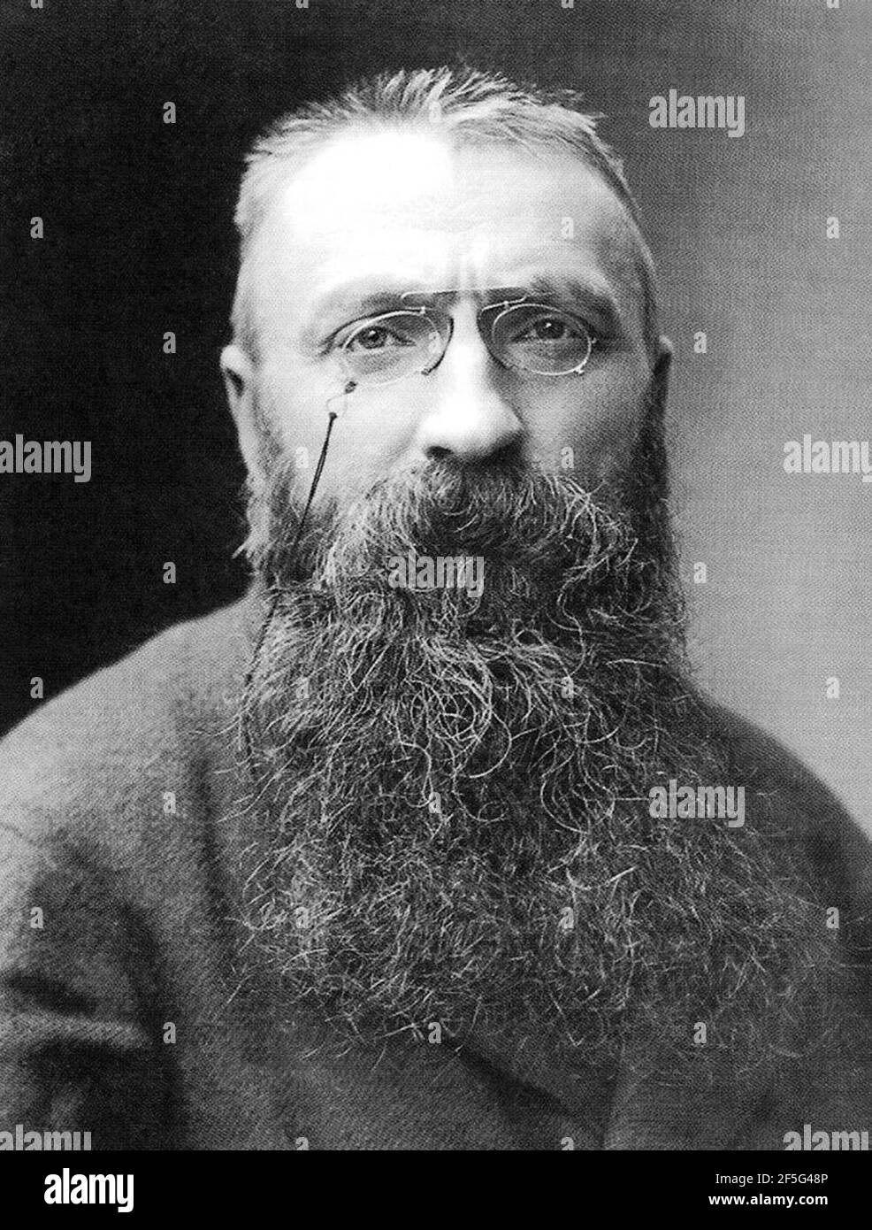 Vintage portrait photo of French sculptor Auguste Rodin (1840 – 1917). Photo circa 1891. Stock Photo