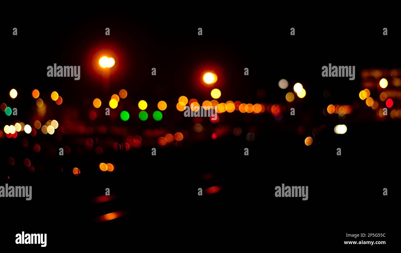 Bokeh background of colorful trafic lights at night Stock Photo Alamy