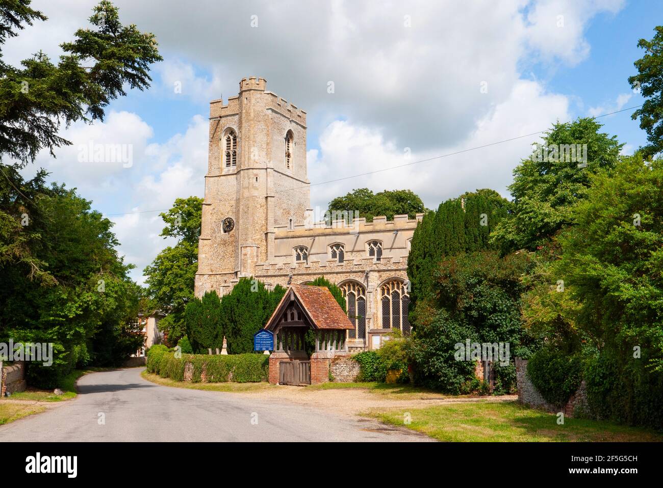 St Lawrence church and lych gate in the village of Great Waldingfield, Suffolk, England Stock Photo