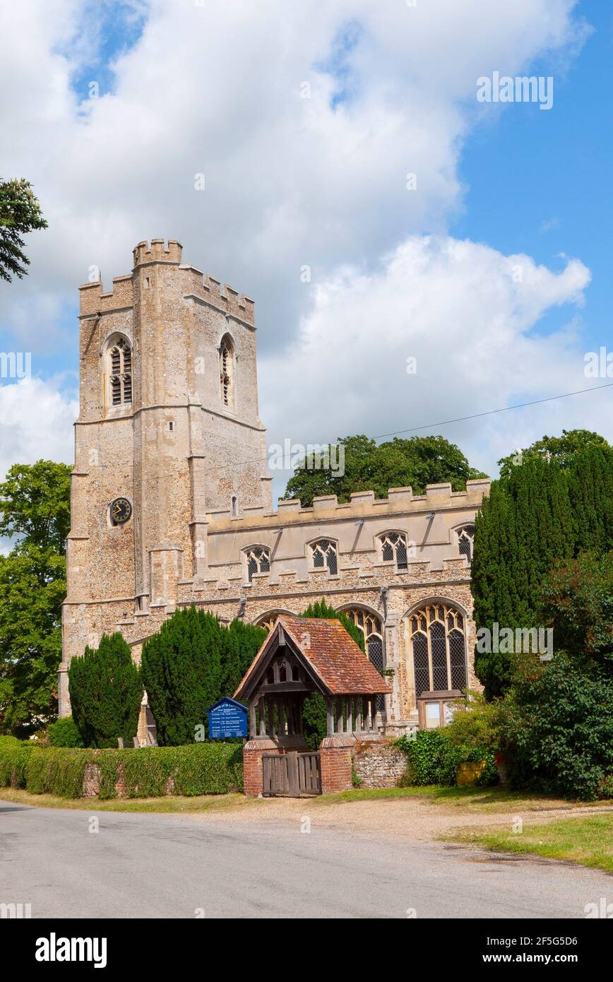 St Lawrence church and lych gate in the village of Great Waldingfield, Suffolk, England Stock Photo