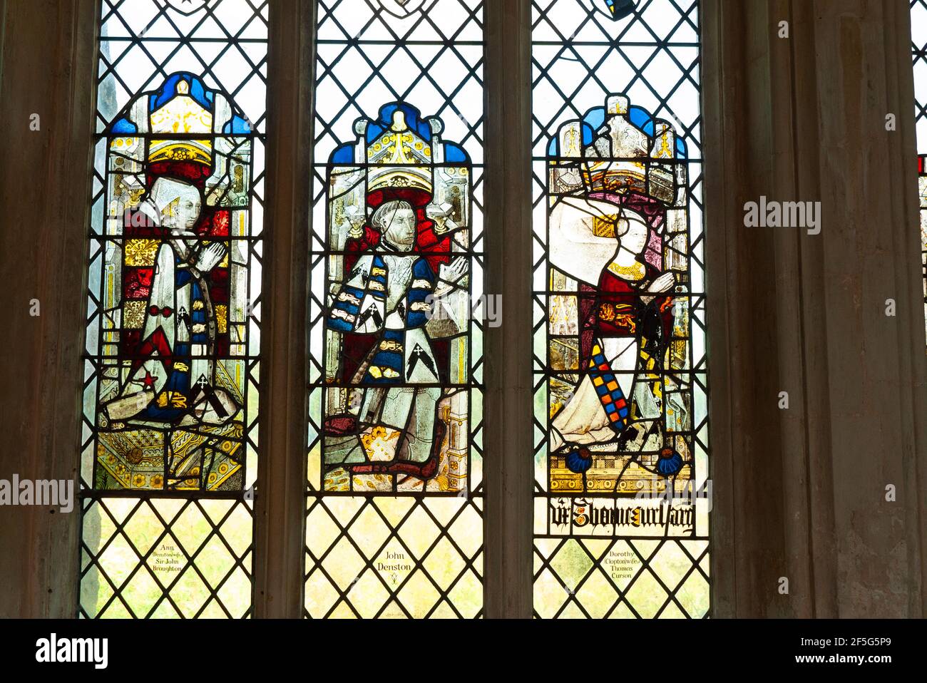 Stained glass windows at Holy Trinity Church, Long Melford, Suffolk, England Stock Photo