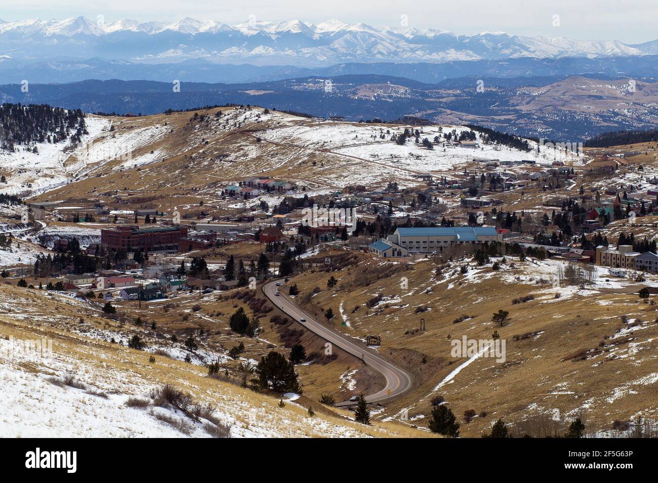 Cripple Creek Colorado a tourist town with many casinos was the site of the greatest mining boom in Colorado. Stock Photo